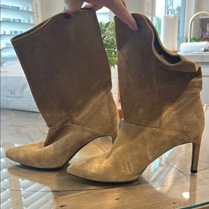All Saints Orlana Tan Suede Heeled Boots